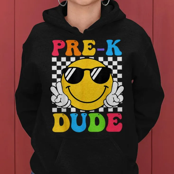 Groovy Pre-K Dude First Day Of Preschool Back To School Women Hoodie