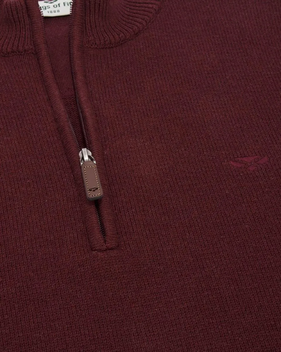 Hoggs of Fife Falkirk 1/4 Zip Pullover - Berry Red