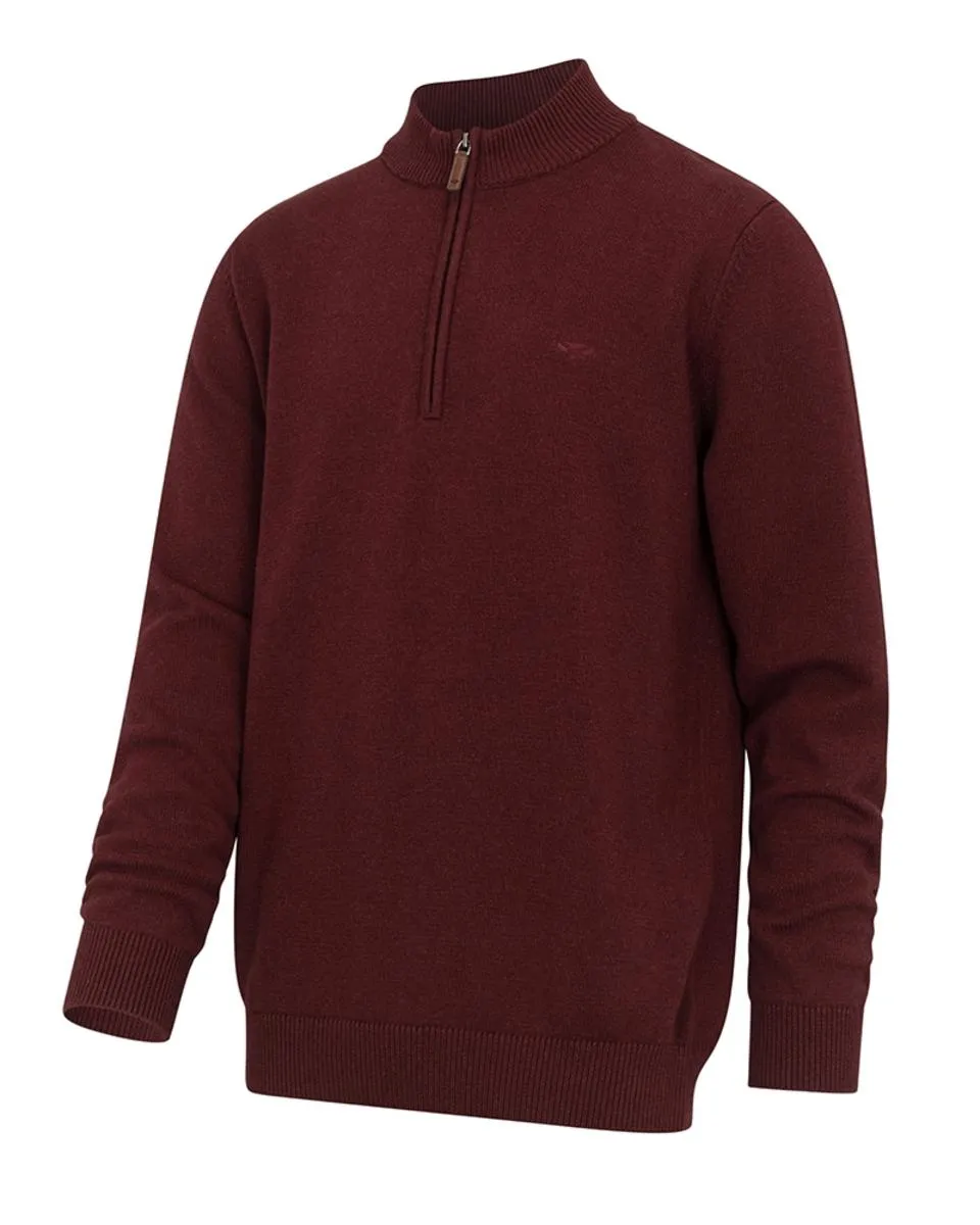 Hoggs of Fife Falkirk 1/4 Zip Pullover - Berry Red