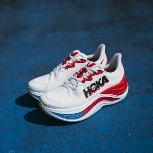 Hoka Skyward X Blanc De Blanc / Virtual Blue  Hoka threw out the rulebook when creating the Skyward X. Pushing soft and smooth t