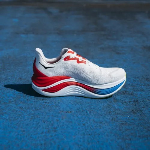 Hoka Skyward X Blanc De Blanc / Virtual Blue  Hoka threw out the rulebook when creating the Skyward X. Pushing soft and smooth t