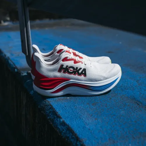 Hoka Skyward X Blanc De Blanc / Virtual Blue  Hoka threw out the rulebook when creating the Skyward X. Pushing soft and smooth t