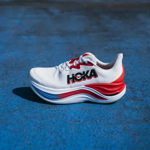 Hoka Skyward X Blanc De Blanc / Virtual Blue  Hoka threw out the rulebook when creating the Skyward X. Pushing soft and smooth t