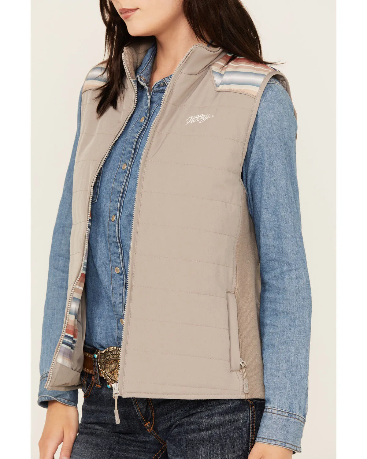 Hooey Women's Serape Yoke Full Zip Packable Vest