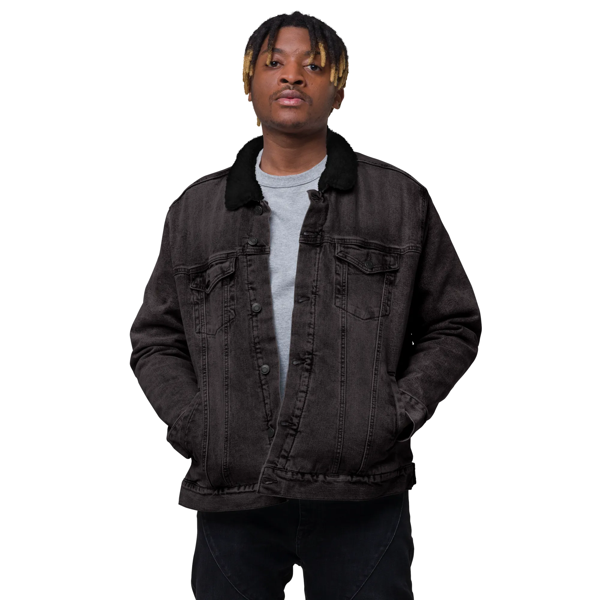 It's A Beautiful Day To Be Black Sherpa Denim Jacket