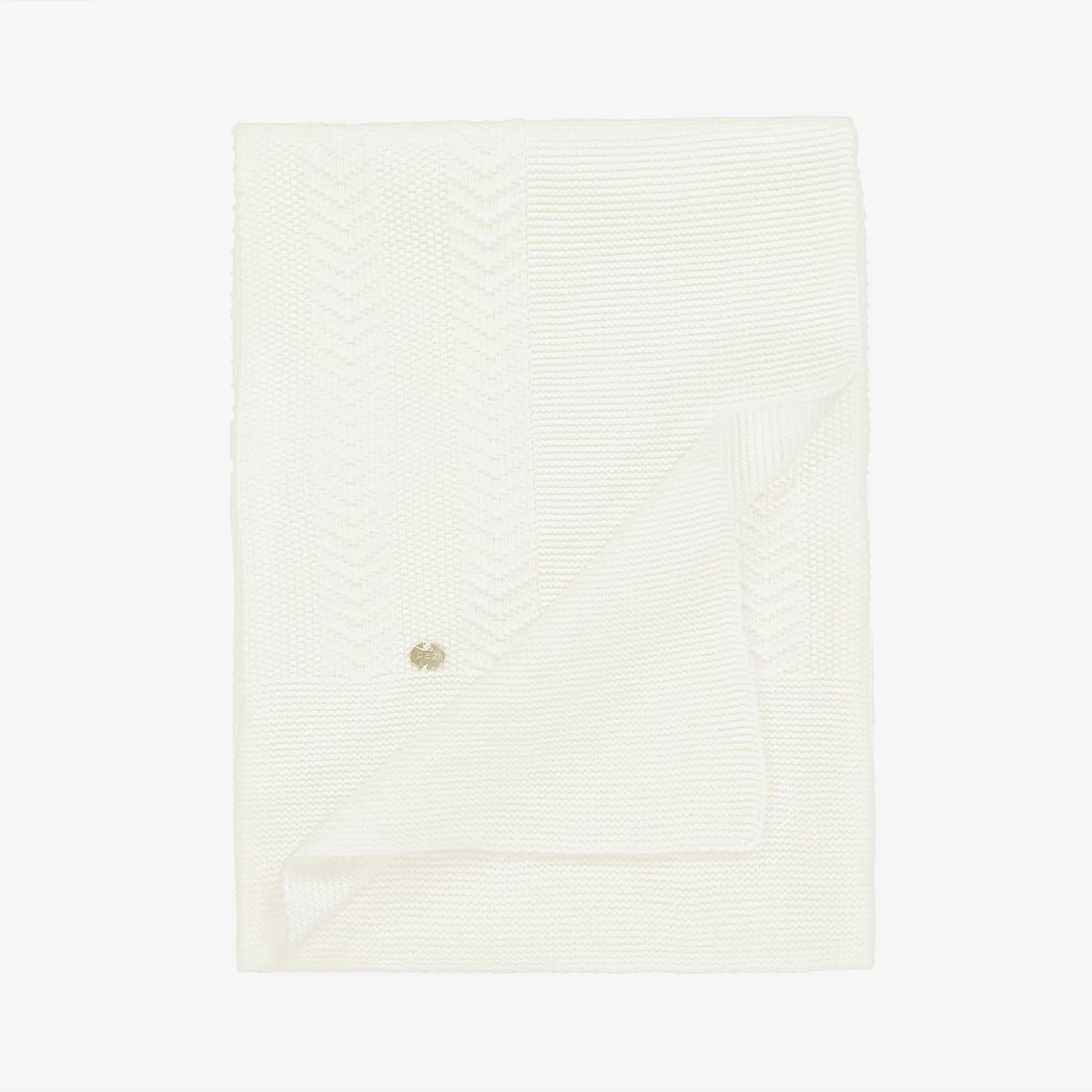 Ivory Wool Knitted Baby Blanket (98cm)