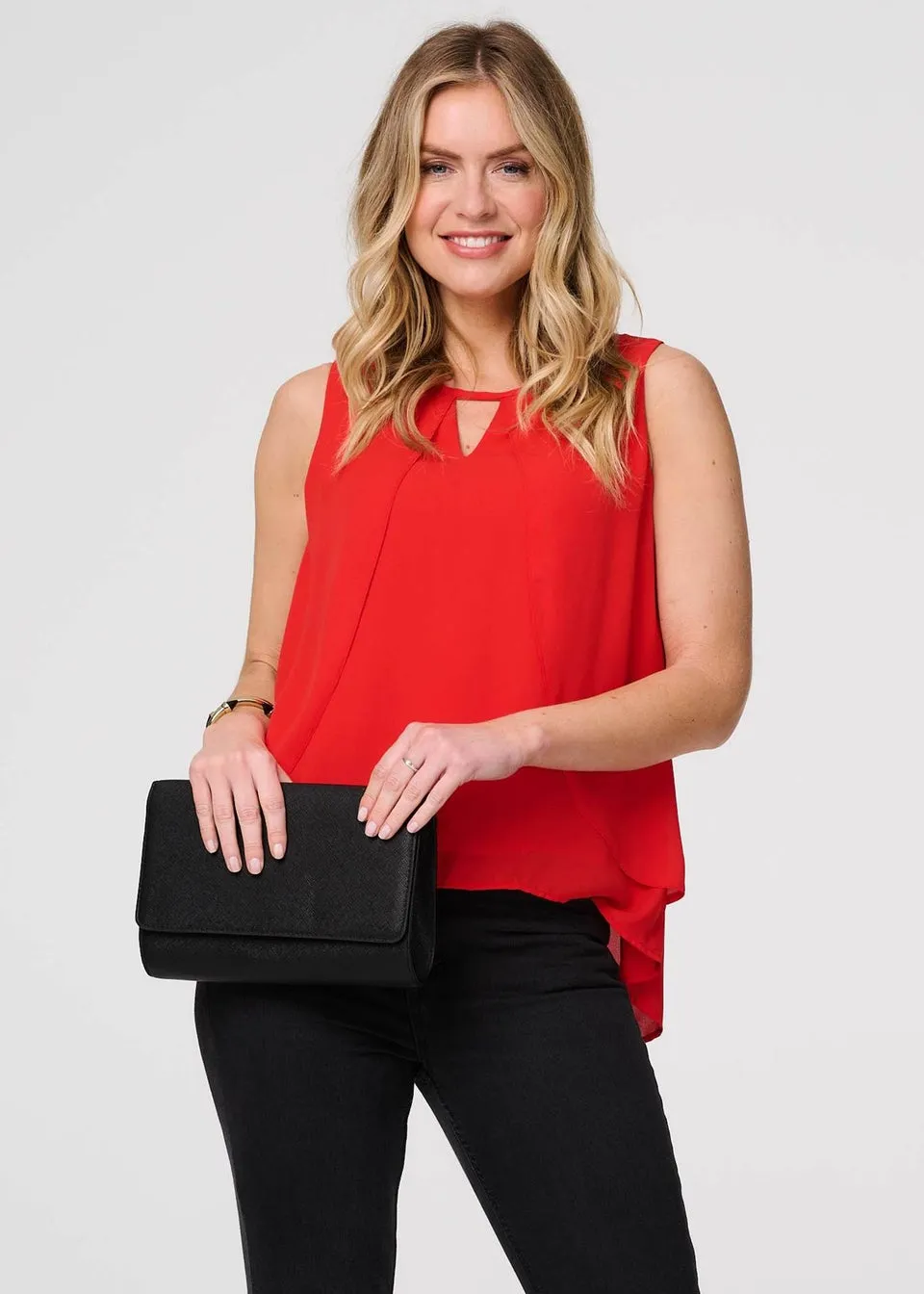 Izabel London Red Cut Out Detail Sleeveless Top