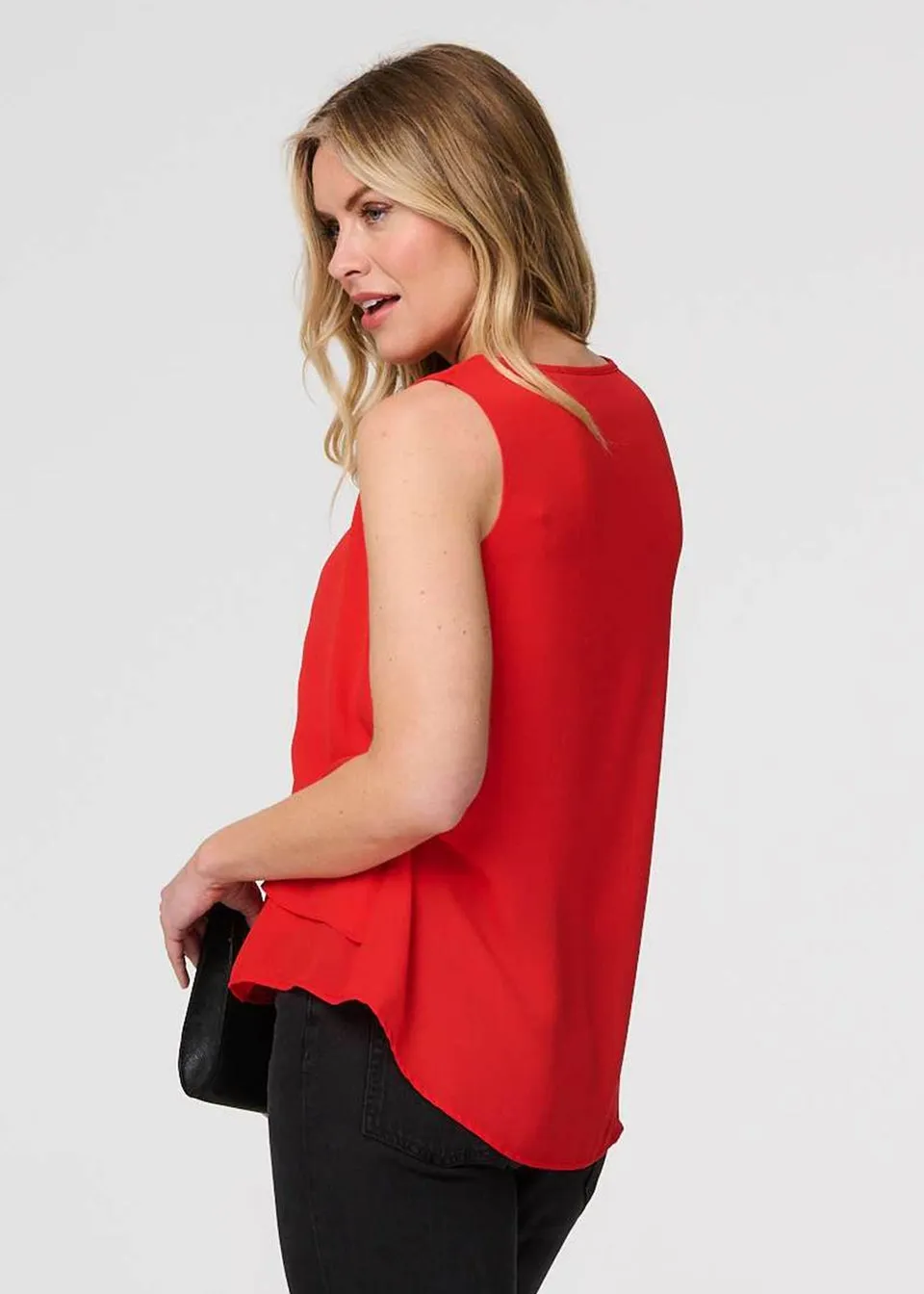 Izabel London Red Cut Out Detail Sleeveless Top