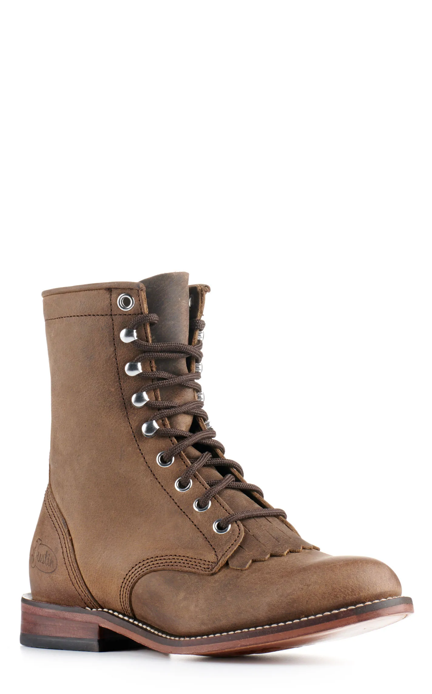 Justin Women's McKean Khaki Round Toe Lace Up Roper Boot