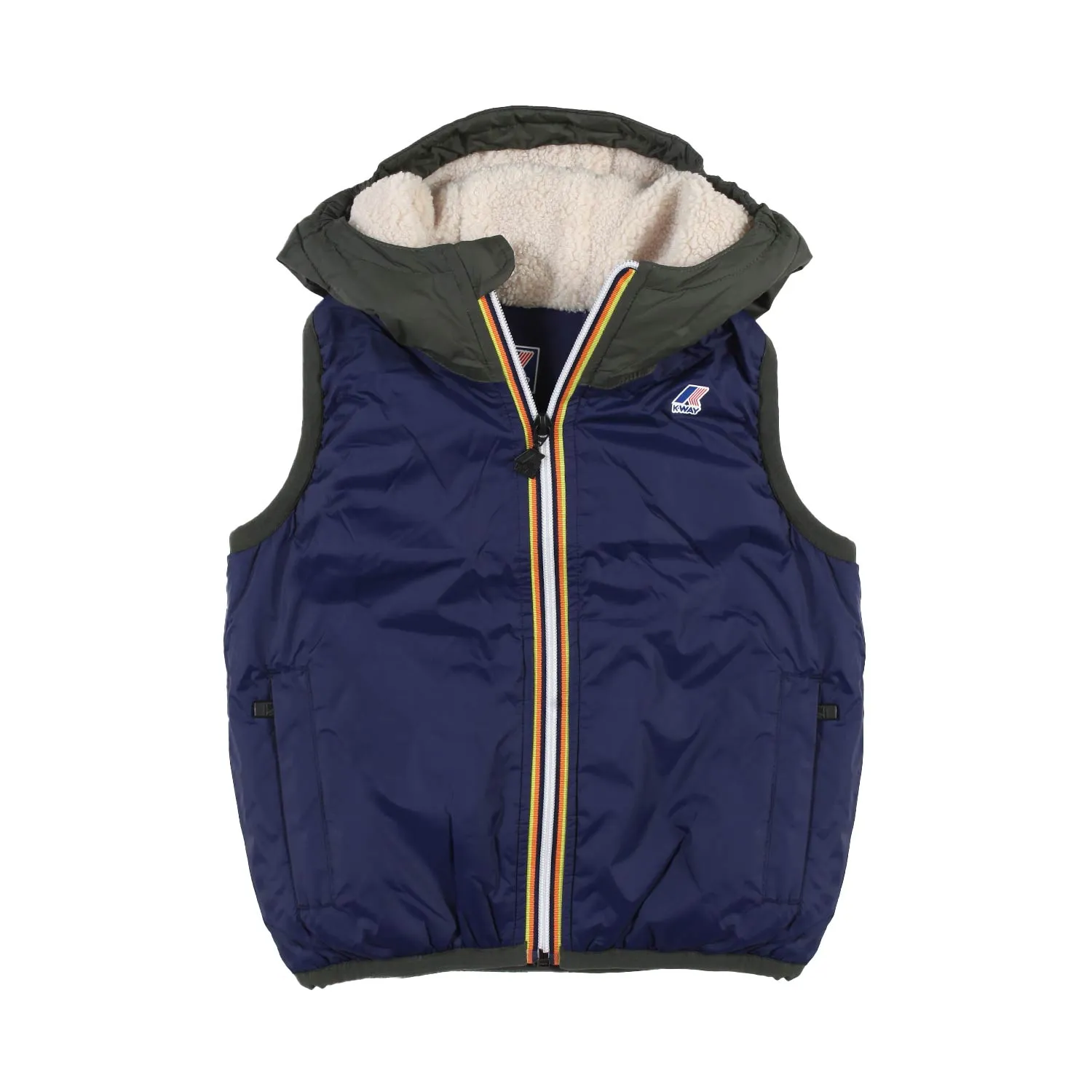 K-Way Blue And Green Orlan Orsetto Vest