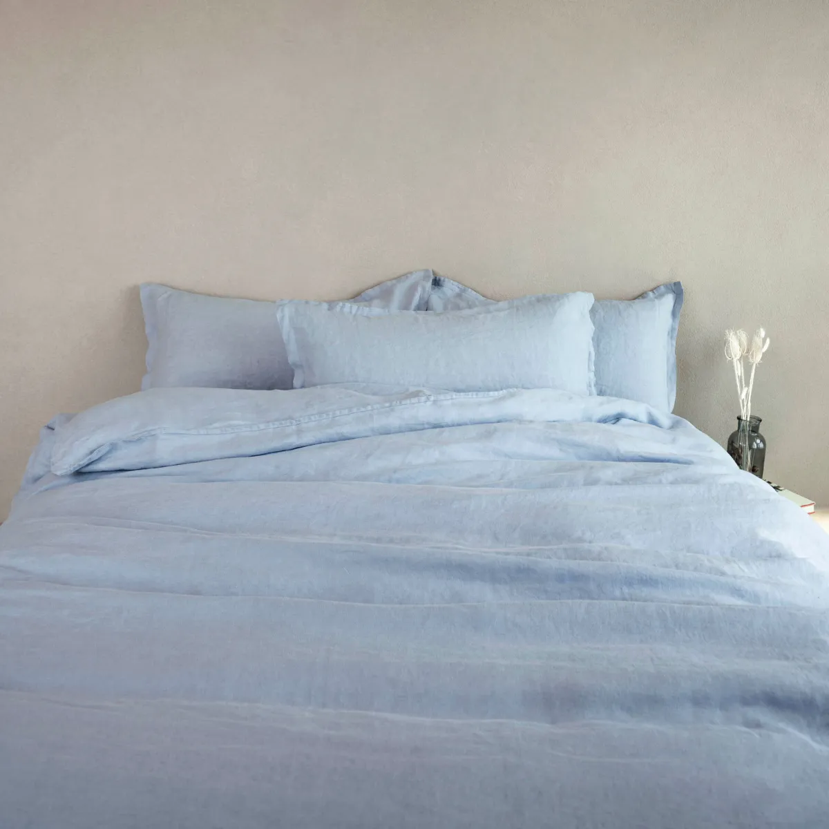 Kapok Comforts   Queen Linen Duvet Cover Blue Fog