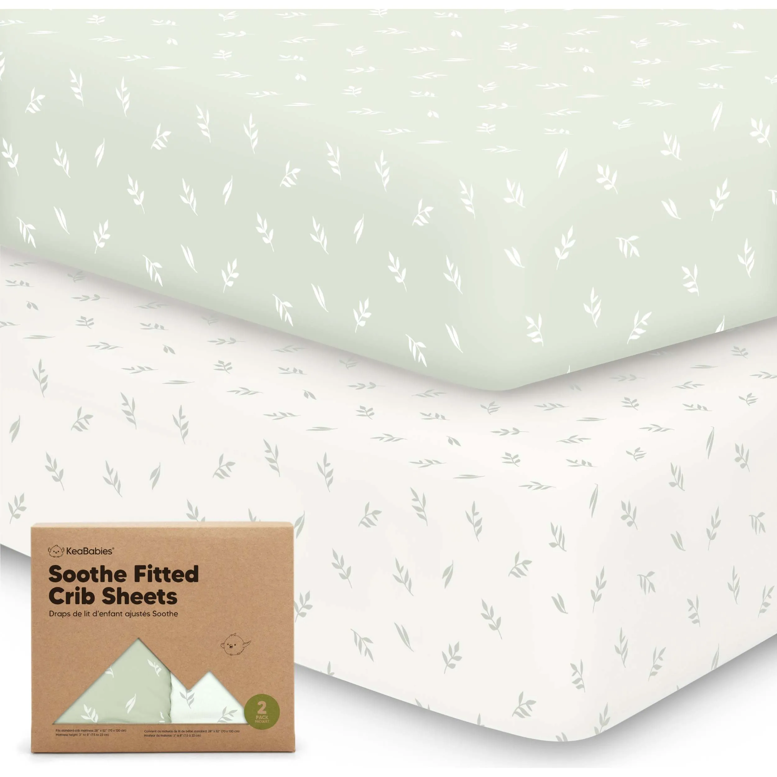 KeaBabies Soothe Fitted Crib Sheet, Herb (Pack Of 2)