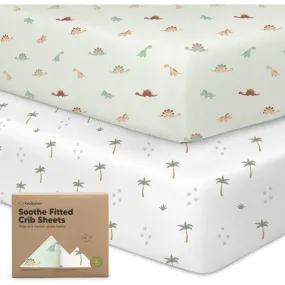 KeaBabies Soothe Fitted Crib Sheet, Roarsome (Pack Of 2)