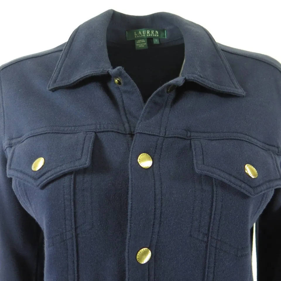 Lauren Ralph Lauren Jacket Womens S Navy Blue Soft Cotton