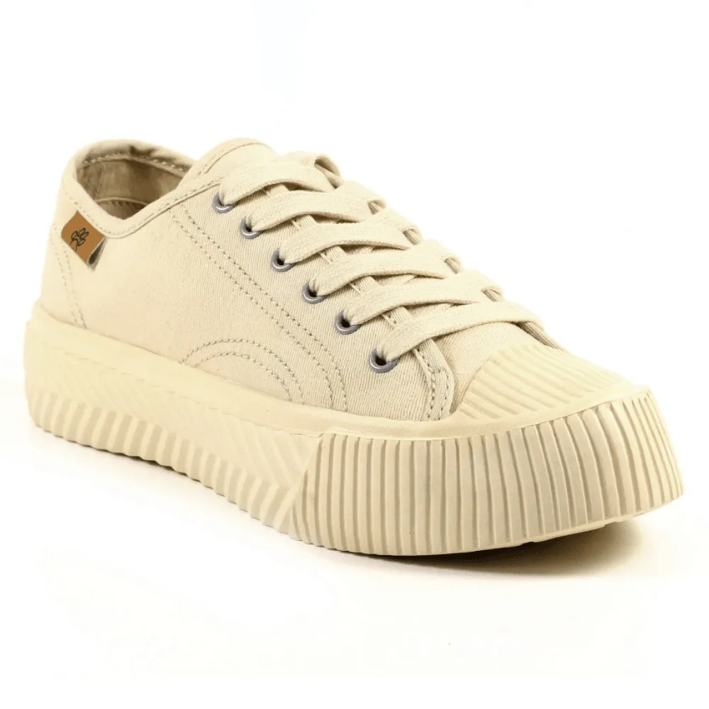 Lazy Dogz Jayne Beige Canvas Lace Up Trainers