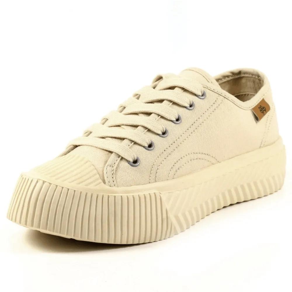 Lazy Dogz Jayne Beige Canvas Lace Up Trainers