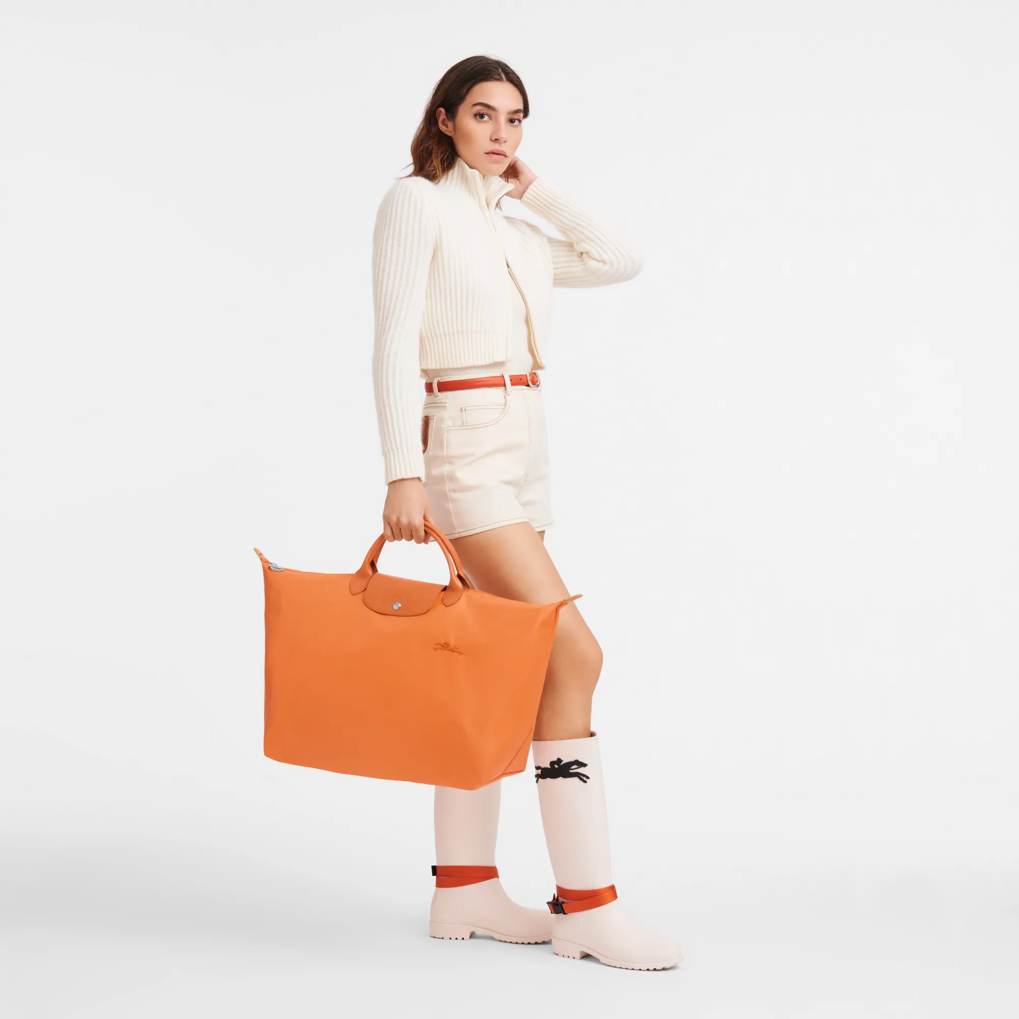 Le Pliage Green S Travel bag Orange - Recycled canvas