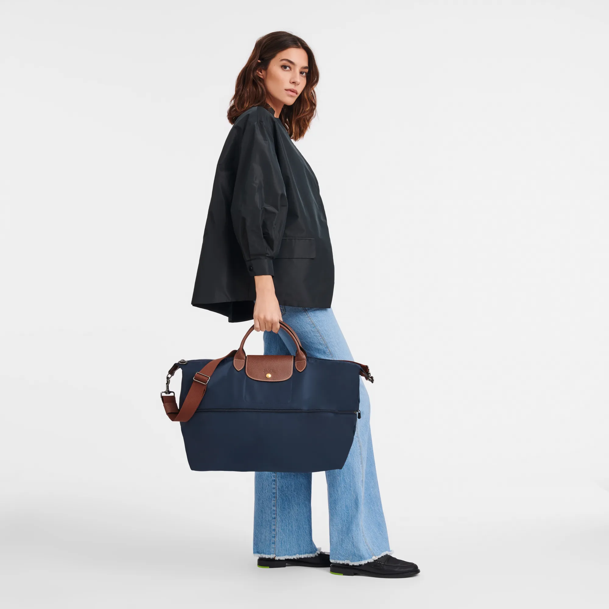 Le Pliage Original Travel bag expandable Navy - Recycled canvas