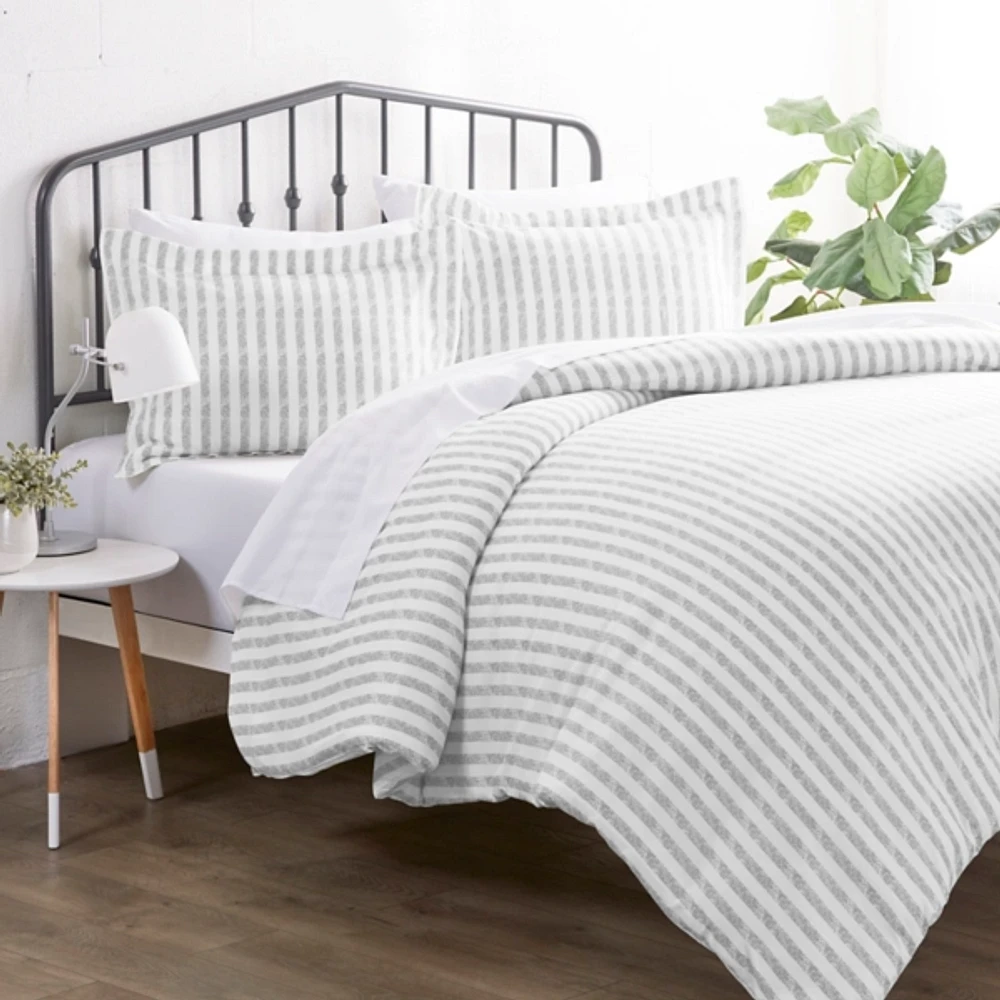 Light Gray Stripes 3-pc. King Duvet Cover Set