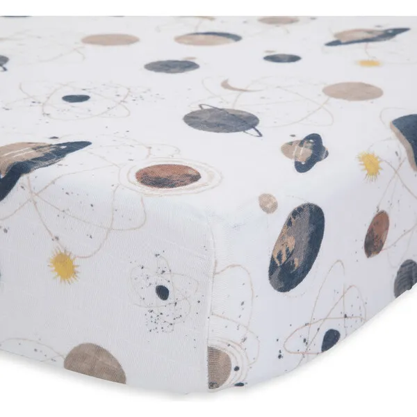 Little Unicorn Cotton Muslin Crib Sheet, Planetary