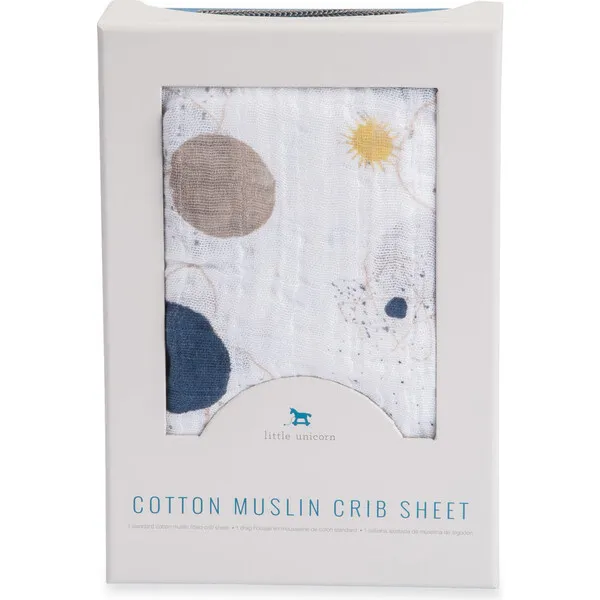 Little Unicorn Cotton Muslin Crib Sheet, Planetary