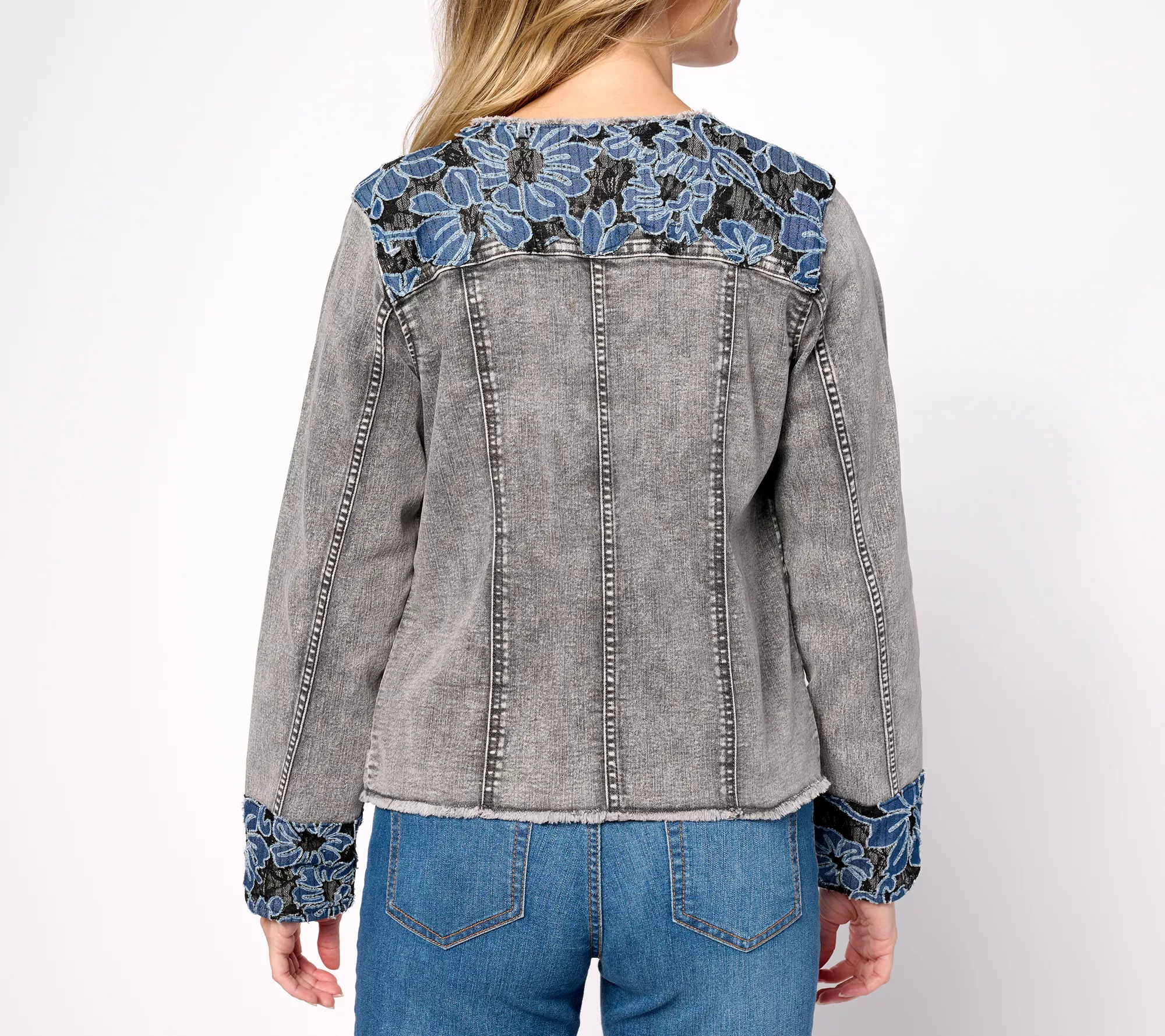 LOGO by Lori Goldstein Special Edition Jean Jacket With Lace