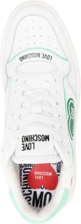 Love Moschino glitter-detailed leather sneakers White