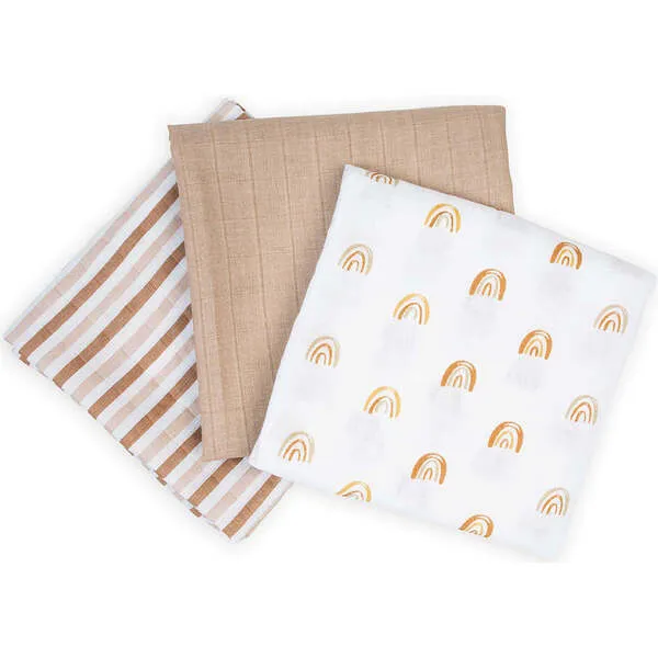 Lulujo Receiving Blanket, Rainbows (Pack of 3)