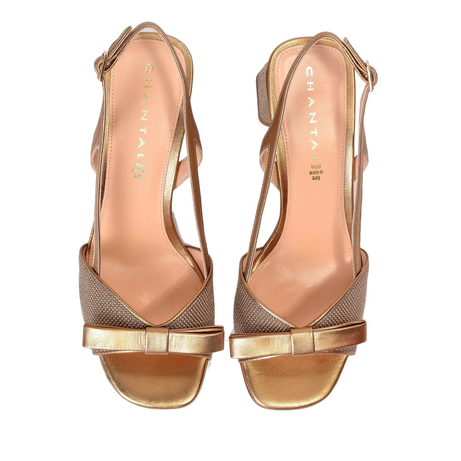 Luxor Bow Glitter Sandals In Gold