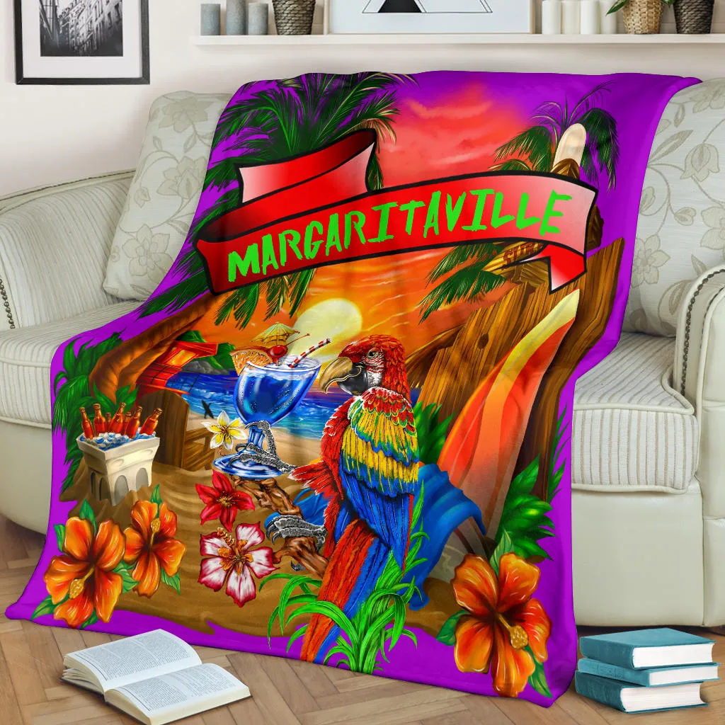 Margaritaville Purple Parrot Beach Premium Blanket