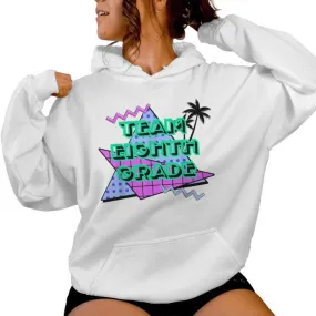 Matching 8Th Grade Teacher 80S 90S Theme Team Eighth Grade Women Hoodie