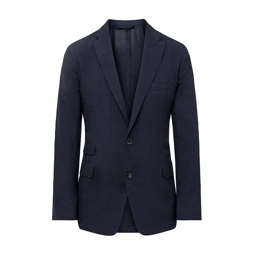 Men's Hackett, Navy Check Seersucker Jacket in Navy