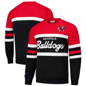 Men's Mitchell & Ness  Black Georgia Bulldogs Vintage Logo Head Coach Fleece Pullover Sweatshirt