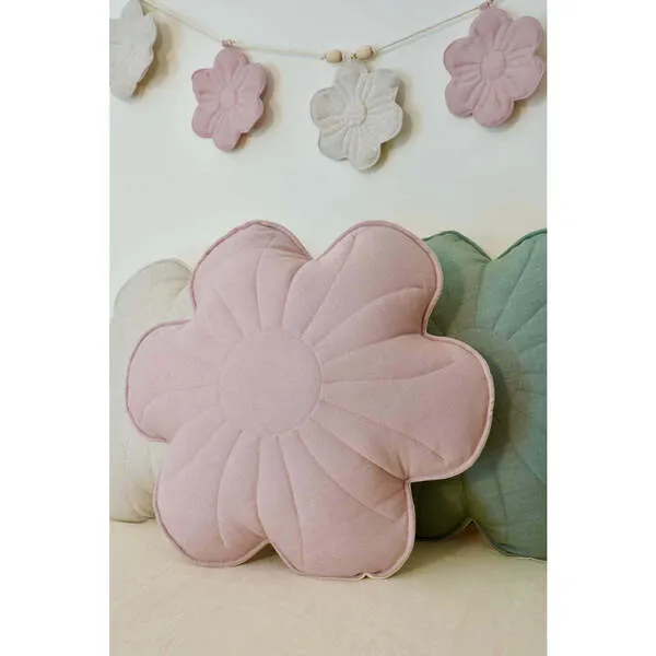 Moi Mili Linen Flower Pillow, Powder Rose