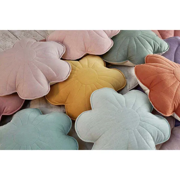 Moi Mili Linen Flower Pillow, Powder Rose