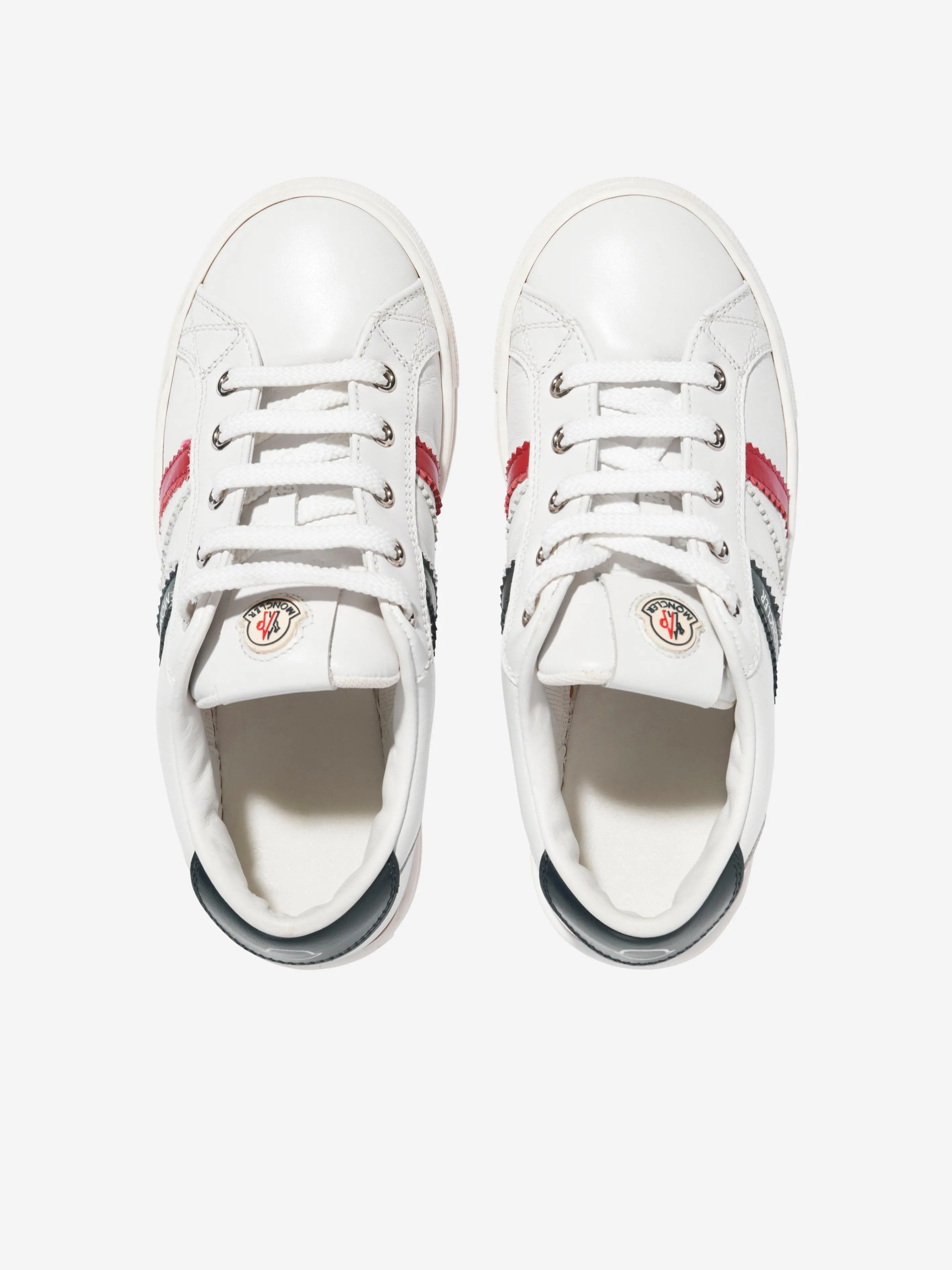 Moncler Enfant Kids Leather Petit Monaco Low Top Trainers in White