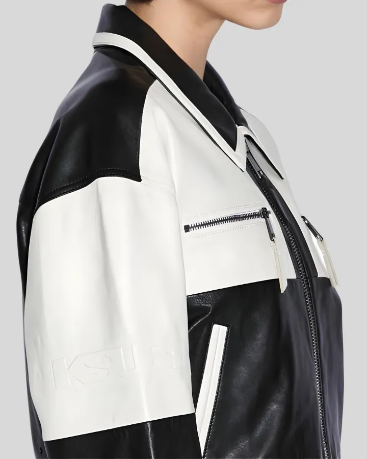 Monochrome Moto Leather Biker Jacket