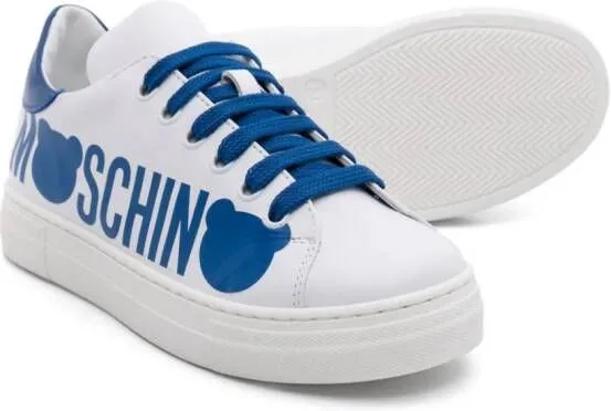 Moschino Kids Teddy Bear leather sneakers White