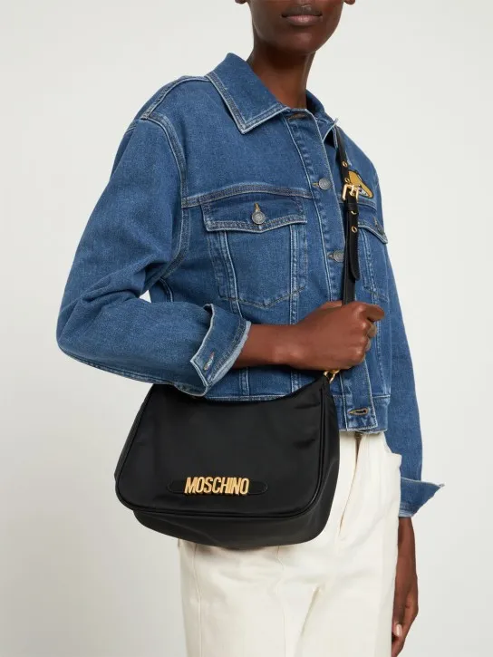 Moschino   Lettering nylon shoulder bag 