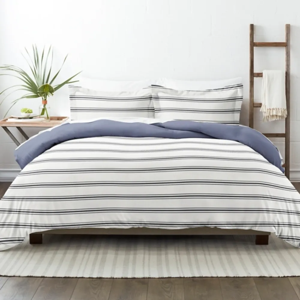 Navy Blue Echo Stripe 3-pc. King Duvet Cover Set