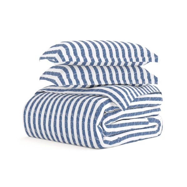 Navy Rugged Stripe 2-pc. Twin Duvet Cover Set