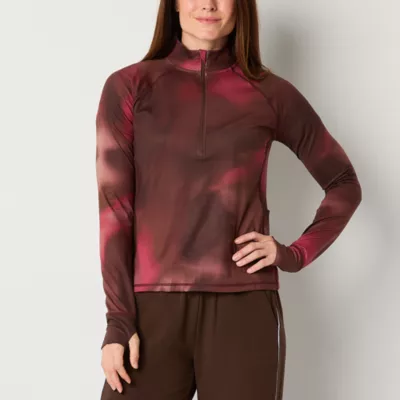 new!Xersion Everultra-Lite Womens Mock Neck Long Sleeve Quarter-Zip Pullover