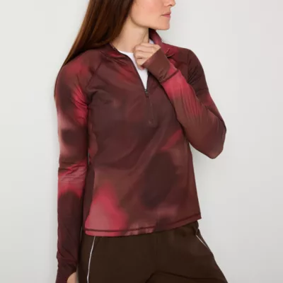 new!Xersion Everultra-Lite Womens Mock Neck Long Sleeve Quarter-Zip Pullover