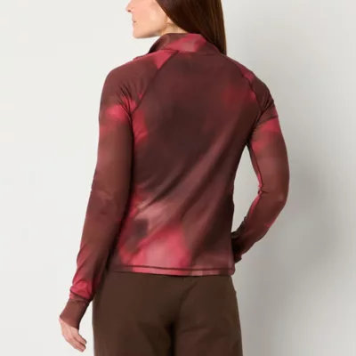 new!Xersion Everultra-Lite Womens Mock Neck Long Sleeve Quarter-Zip Pullover