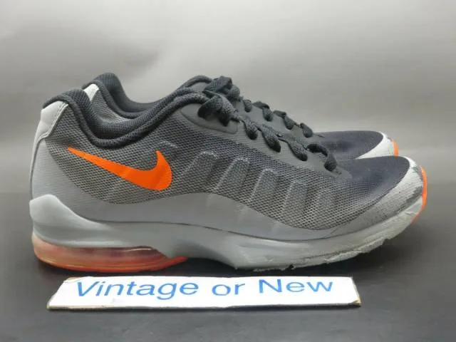 Nike air max invigor wolf grey total orange black running gs 749572-080 sz 6.5y