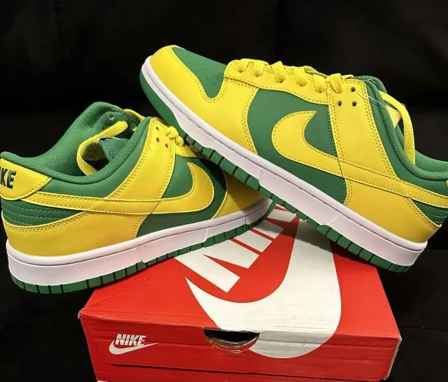 Nike dunk low retro bttys reverse brazil 6-14 apple green yellow