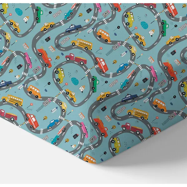 Norani Print Organic Crib Sheet, Cars