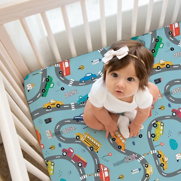 Norani Print Organic Crib Sheet, Cars