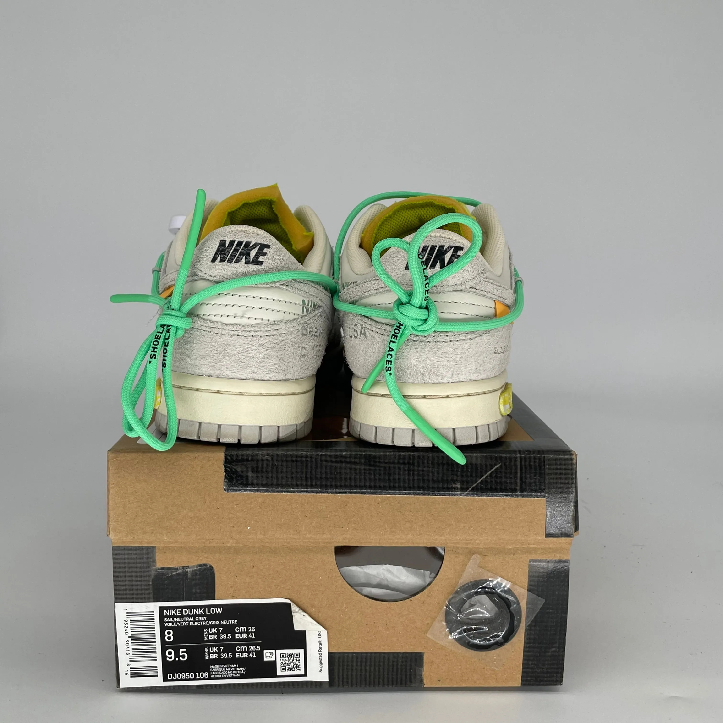 OFF WHITE X NIKE DUNK LOW LOT 14 SIZE 8 DJDJ0950-106