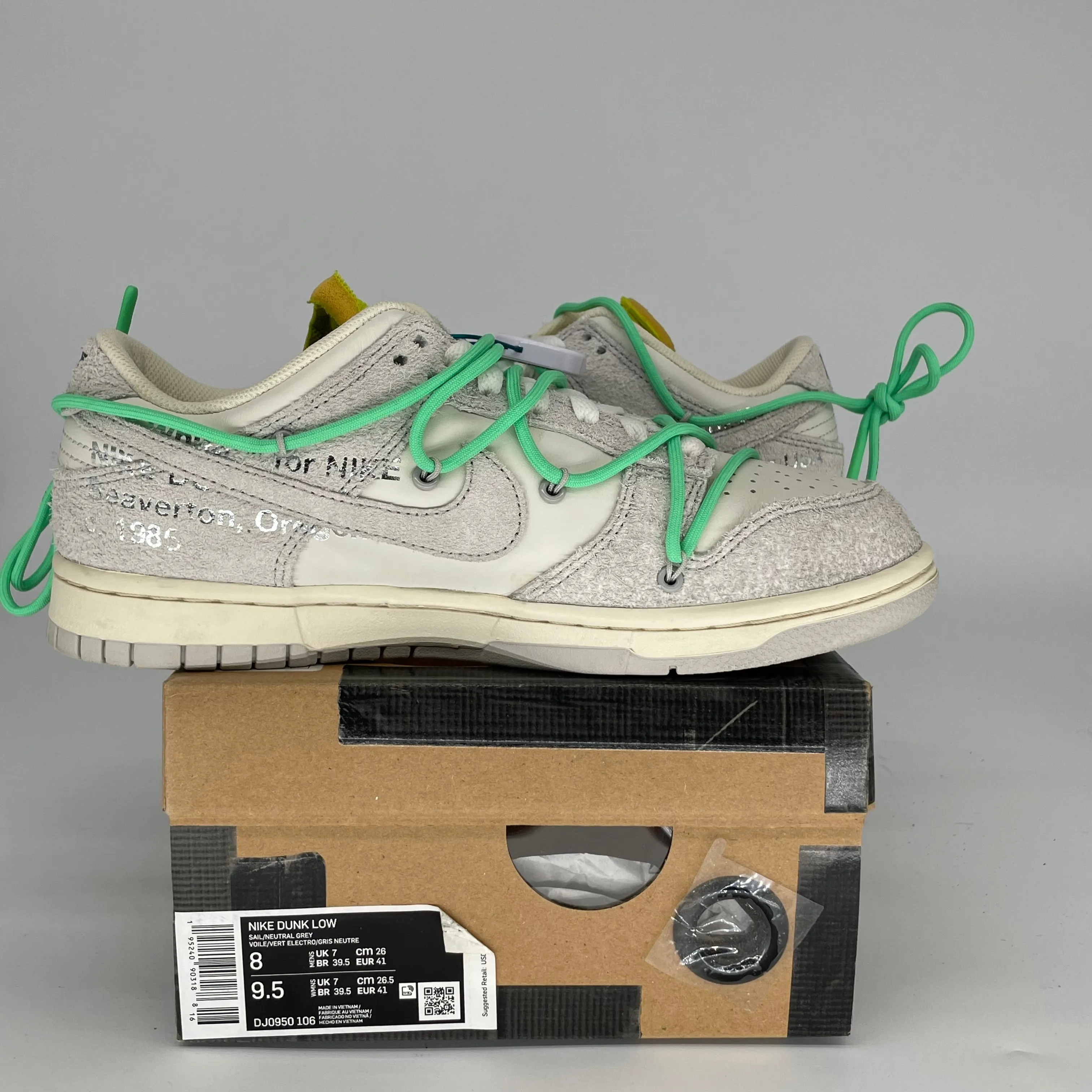 OFF WHITE X NIKE DUNK LOW LOT 14 SIZE 8 DJDJ0950-106